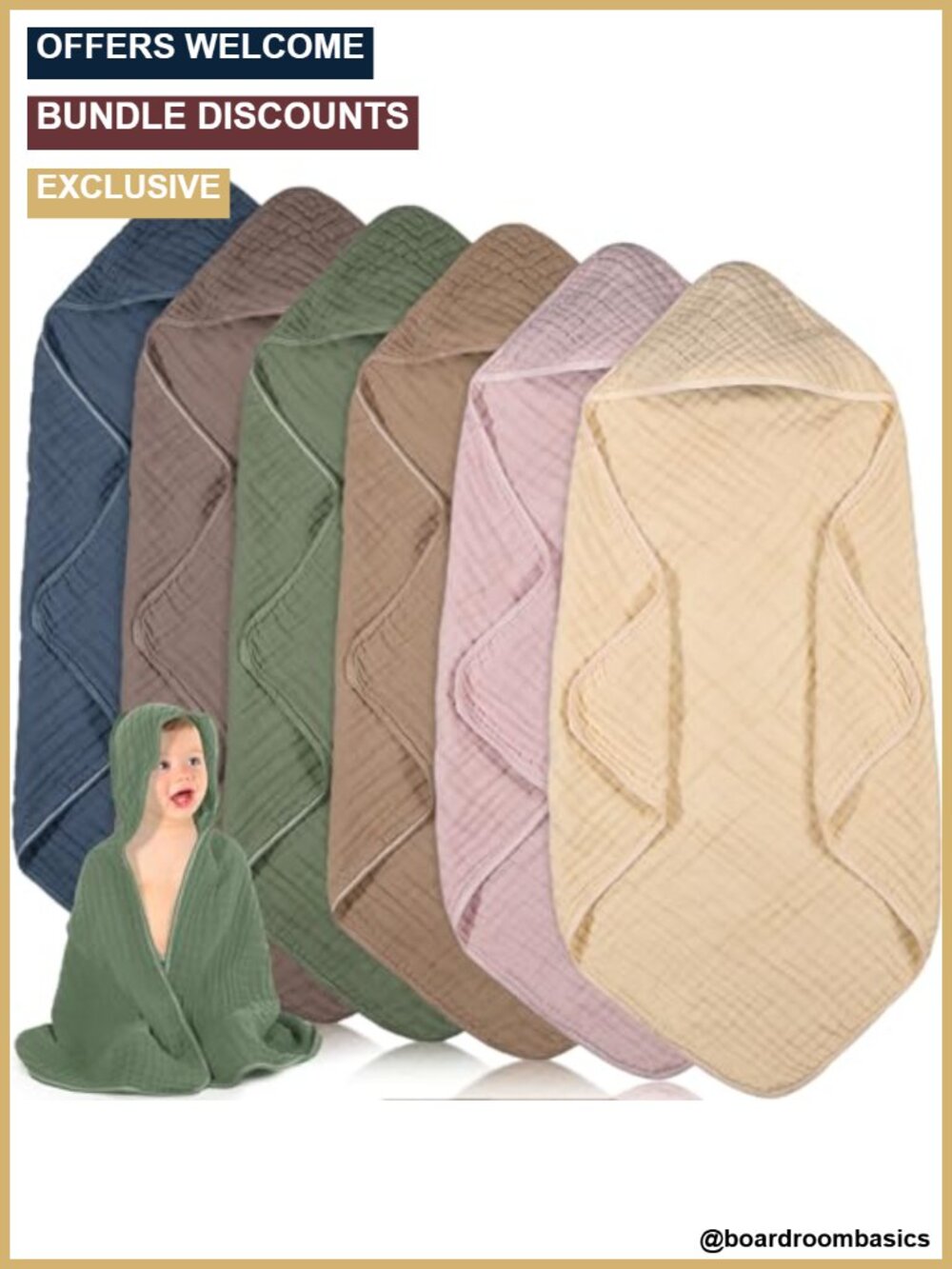 Muslin Hooded Baby Towels Cotton 6 Pack 32x32